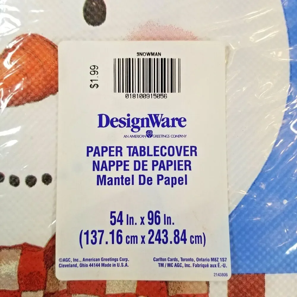 Table Cover Vintage Sealed Christmas Snowman Tablecloth 54